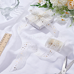 20 Yards Hot Stamping Star Polyester Chiffon Ribbons, with Plastic Spools, Gold, 1 inch(25mm)(SRIB-LP0001-03)