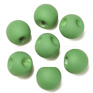 Rubberized Acrylic Beads, Round, Top Drilled, Lime Green, 18x18x18mm, Hole: 3mm(OACR-G012-05H)