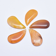 Natural Agate Pendants, Dyed, teardrop, Orange, 46~50x24~26x5~7mm, Hole: 1.5~2mm(G-K238-07E)