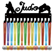 Iron Medal Holder Frame, Medals Display Hanger Rack, 14 Hooks, with Screws, Judo Pattern, 130x290mm(AJEW-WH0390-001)