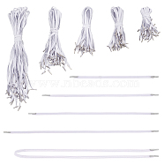 150Pcs 5 Style Notebook Bands, Nylon Elastic Cords with Iron Cord Ends, White, 165~500x5x1mm, 30pcs/style(AJEW-GA0006-78A)