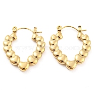 Heart Bubble 304 Stainless Steel Hoop Earrings for Women, Real 14K Gold Plated, 25.5x23x3mm(EJEW-C067-12G)