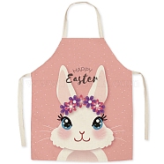 Cute Easter Rabbit Pattern Polyester Sleeveless Apron, with Double Shoulder Belt, for Household Cleaning Cooking, Dark Salmon, 470x380mm(PW-WG98916-01)