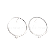 201 Stainless Steel Stud Earring Findings, with Horizontal Loop and 316 Stainless Steel Pin, Ring, 925 Sterling Silver Plated, 27.5x25mm, Hole: 1.4mm, Pin: 0.7mm(STAS-K241-12S)
