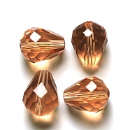 Imitation Austrian Crystal Beads, Grade AAA, Faceted, Drop, PeachPuff, 6x8mm, Hole: 0.7~0.9mm(SWAR-F062-8x6mm-18)