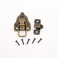 Iron Lock Catch Clasps, with Screw, Suitcase Box Latch Hasp Lock Clasps, Antique Bronze, 60x40x8mm, Hole: 4.5mm(IFIN-WH0034-31AB)