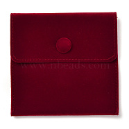 Square Velvet Jewelry Bags, with Snap Fastener, Dark Red, 10x10x1cm(X-TP-B001-01B-01)