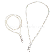 ABS Imitation Pearls Hanging Rope, with Alloy Swivel Clasp, Headphone Hanging Rope, White, 37.5cm(AJEW-GA0001-87)