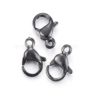 304 Stainless Steel Lobster Claw Clasps, Parrot Trigger Clasps, Electrophoresis Black, 13x8x4mm, Hole: 1.5mm(X-STAS-H353-E-02B)