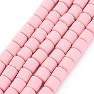 Polymer Clay Bead Strands, Column, Pink, 5~7x6mm, Hole: 1.5~2mm, about 61~69pcs/strand, 15.74 inch(X-CLAY-T001-C26)