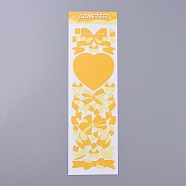 Bowknot & Heart Pattern Decorative Stickers Sheets, for Scrapbooking, Calendars, Arts, Kids DIY Crafts, Yellow, 260x80mm(DIY-L037-G07)