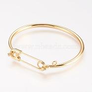 Brass Bangle, Real 18K Gold Plated, 2-1/4 inchx2-1/2 inch(51.5x59mm)(BJEW-P168-A01)