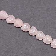 Natural Rose Quartz Beads Strands, Faceted, Heart, 10x10mm, about 20pcs/strand(HEAR-PW0002-084-10)