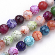 Natural Weathered Agate Beads Strands, Dyed, Round, Mixed Color, 8mm, Hole: 1mm, about 50pcs/strand, 15.7 inch(39.8cm)(G-S249-02-8mm)