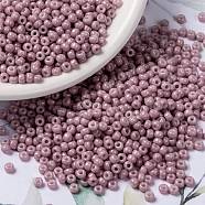 MIYUKI Round Rocailles Beads, Japanese Seed Beads, (RR599) Opaque Antique Rose Luster, 8/0, 3mm, Hole: 1mm, about 422~455pcs/10g(X-SEED-G008-RR0599)
