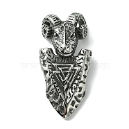 304 Stainless Steel Pendants, Goat with Valknut Charms, Antique Silver, 48.5x23.5x17mm, Hole: 6mm(STAS-C099-02AS)