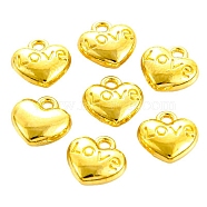 Valentine's Day Theme, Tibetan Style Alloy Charms, Heart with Word Love, Golden, 8x8x3mm, Hole: 1mm(VALE-PW0001-003G)