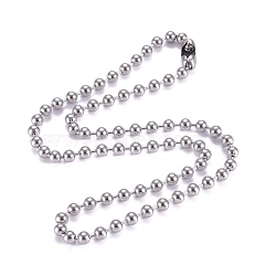 304 Stainless Steel Ball Chain Necklace, with Ball Chain Connectors, Stainless Steel Color, 24 inch(61mm), 6mm(NJEW-G340-05P-04)