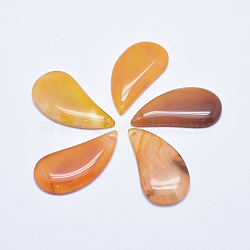 Natural Agate Pendants, Dyed, teardrop, Orange, 46~50x24~26x5~7mm, Hole: 1.5~2mm(G-K238-07E)