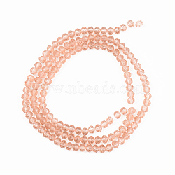 Glass Beads Strands, Faceted, Rondelle, Salmon, 6x5mm, Hole: 1mm, about 85~88pcs/strand, 16.1~16.5 inch(41~42cm)(EGLA-A034-T6mm-D21)