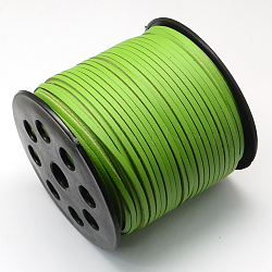 Faux Suede Cord, Faux Suede Lace, One Side Covering with Imitation Leather, Yellow Green, 2.7x1.4mm, about 98.42 yards(90m)/roll(LW-R006-13)