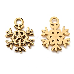 Ion Plating(IP) 304 Stainless Steel Pendants, Christmas Theme, Snowflake Charm, Golden, 15x12x1.5mm, Hole: 2mm(STAS-Q248-12G)