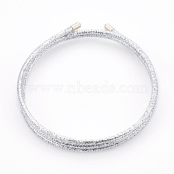 3-Loop Magnetic Cord Wrap Bracelets, Silver, 20.15 inch(51.2cm), 2mm(MAK-E665-14N)