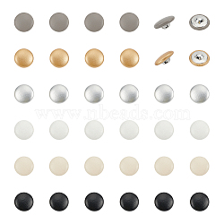 WADORN&reg 36Pcs 6 Colors Aluminum Snap Buttons, Covered by Imitation Leathers, Flat Round, Mixed Color, 20x9mm, Hole: 2x2.5mm, 6pcs/color(FIND-WR0011-57A)