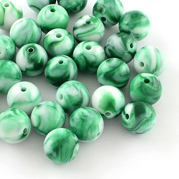 Opaque Acrylic Beads, Round, Sea Green, 8mm, Hole: 1.5mm, about 1800pcs/500g