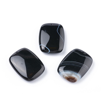 Natural Black Onyx Pendants, Rectangle, Dyed, 45~47.5x32~35x10~12.5mm, Hole: 1.2mm