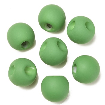 Rubberized Acrylic Beads, Round, Top Drilled, Lime Green, 18x18x18mm, Hole: 3mm