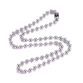 304 Stainless Steel Ball Chain Necklace, with Ball Chain Connectors, Stainless Steel Color, 24 inch(61mm), 6mm