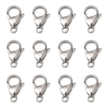 Polished 316 Surgical Stainless Steel Lobster Claw Clasps, Parrot Trigger Clasps, Stainless Steel Color, 19x12x5mm, Hole: 3mm