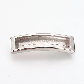 201 Stainless Steel Slide Charms, Polished, Rectangle, Stainless Steel Color, 41x12x5mm, Hole: 10x3mm