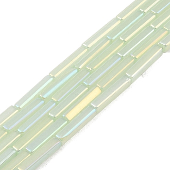 Electroplate Glass Beads Strands, AB Color Plated, Rectangle, Aqua, 19.5~20x3.5~4x3.5~4mm, Hole: 1mm, about 38pcs/strand, 29.13''(74cm)