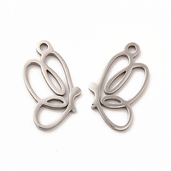 Non-Tarnish 201 Stainless Steel Pendants, Hollow Out Butterfly Charms, Stainless Steel Color, 16.5x9.5x1mm, Hole: 1mm