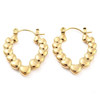 Heart Bubble 304 Stainless Steel Hoop Earrings for Women, Real 14K Gold Plated, 25.5x23x3mm