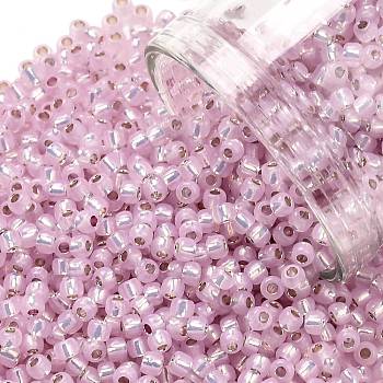 TOHO Round Seed Beads, Japanese Seed Beads, (2120) Silver Lined Light Pink Opal, 11/0, 2.2mm, Hole: 0.8mm, about 50000pcs/pound