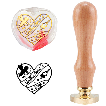 DIY Scrapbook, Brass Wax Seal Stamp with Handle, Valentine's day Themed Pattern, 2.5cm