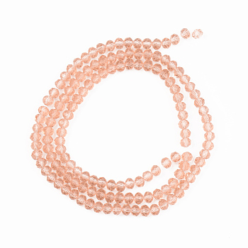 Glass Beads Strands, Faceted, Rondelle, Salmon, 6x5mm, Hole: 1mm, about 85~88pcs/strand, 16.1~16.5 inch(41~42cm)