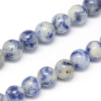 Natural Blue Spot Jasper Bead Strands, Round, 10mm, Hole: 1mm, about 40pcs/strand, 15.7 inch