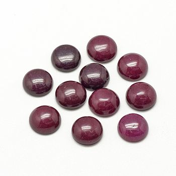 Natural White Jade Cabochons, Dyed, Half Round/Dome, Medium Violet Red, 12x5mm