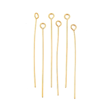 Ion Plating(IP) 304 Stainless Steel Eye Pins, Real 18K Gold Plated, 20 Gauge, 15x0.8mm, Hole: 1.9mm