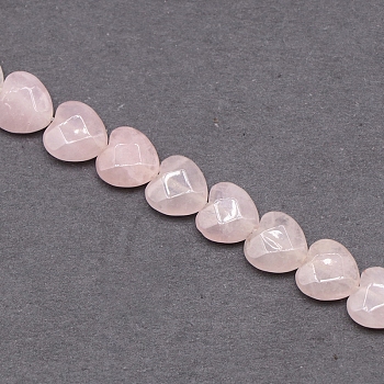 Natural Rose Quartz Beads Strands, Faceted, Heart, 10x10mm, about 20pcs/strand