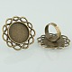 Vintage Adjustable Iron Finger Ring Components Alloy Flower Cabochon Bezel Settings(PALLOY-O039-18AB-NF)-1