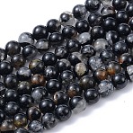 Natural Black Tourmaline Beads Strands, Round, 4mm, Hole: 0.6mm, about 95pcs/strand, 15.51''(39.5cm)(X-G-F666-05A-4mm)