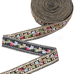 Polyester Embroidery Paillette Ribbon, Clothes Accessories, Black, 1-3/8 inch(36mm)(OCOR-WH20003-39A)
