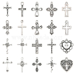 100Pcs 20 Styles Tibetan Style Alloy Pendants, Cross Charms, Antique Silver, 22.5x15x2mm, Hole: 1.6mm(FIND-YW0010-57)