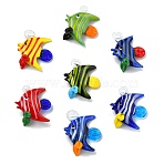 7Pcs 7 Colors Handmade Glass Pendants, Tropical Fish, Mixed Color, 30~34x26~27.5x12.5~14.5mm, Hole: 2.5~4mm, 1pc/color(GLAA-CJ0002-99)