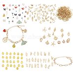 DIY Bracelets Making Kit, Including Alloy Pendants, 304 Stainless Steel Jump Rings, Iron Paperclip Chain Bracelets, Golden, 15.5x12.5x7mm, Hole: 1.6mm(DIY-GL0007-14)